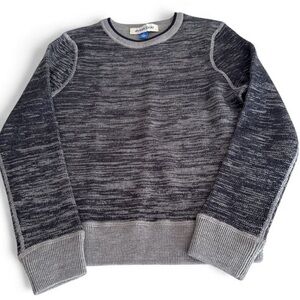 NOWT Dylan Gray Knit Pullover Sweater Boys' M Navy/Gray ,Wool Blend Crew Neck